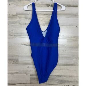 Cupshe womens plus 1X electric blue one piece bathing suit swim new cheeky